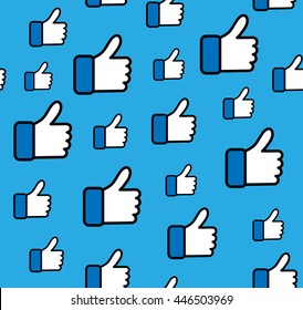 Blue Button Hand Pattern  Like Icon Vector Background, JPG JPEG,EPS Logo design yes Download Face book Social media