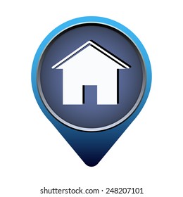 Blue button home on the white background