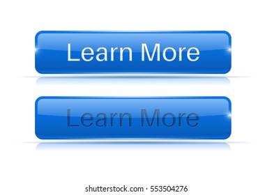 Blue button LEARN MORE. Active and normal. Vector illustration isolated on white background.