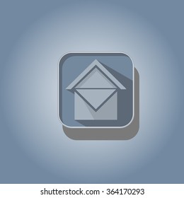 the blue button with the logo of the house with a letter, vector