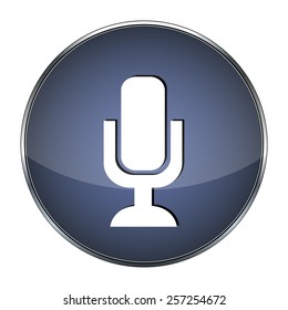 Blue button microphone on the white background