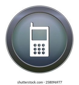 Blue button mobile on the white background
