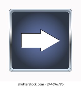 Blue button next on the white background
