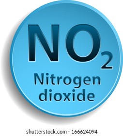 Blue button with nitrogen dioxide. eps10