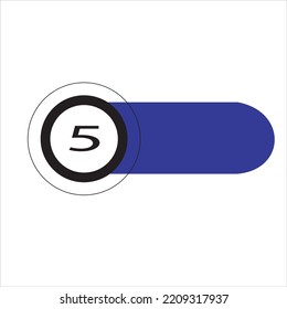 botón azul con el número 5, sobre fondo blanco. ilustración vectorial.