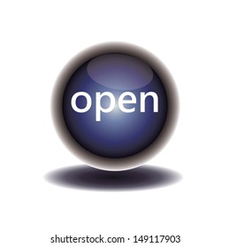 blue button open icon. vector illustration