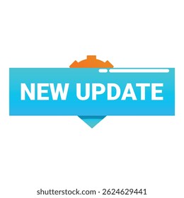 Blue button with orange gear showing a new update is available