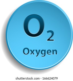 Blue button with oxygen. eps10