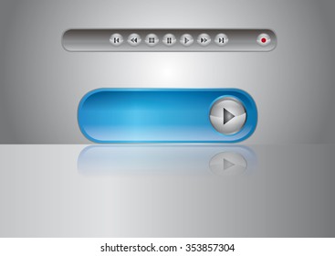 Blue button with play and set of other audio buttons