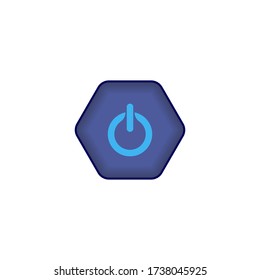 Blue button with power icon
