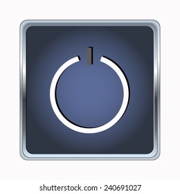 Blue button power on the white background