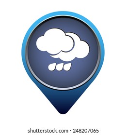 Blue button rain on the white background