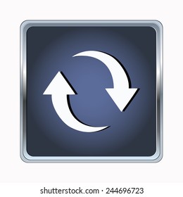 Blue button restart on the white background