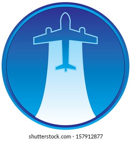 Blue button with the silhouette of the aircraft