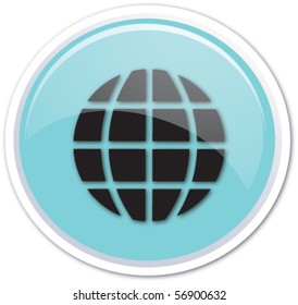 Blue button vector globe