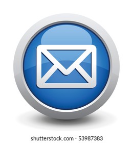 Blue Button. Vector illustration.