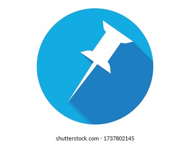 Botón azul con el símbolo del alfiler blanco.