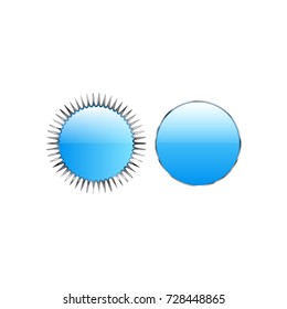 Blue buttons with metal frame. Vector illustration isolated on white background