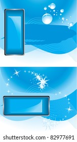 Blue buttons on the abstract backgrounds. Vector