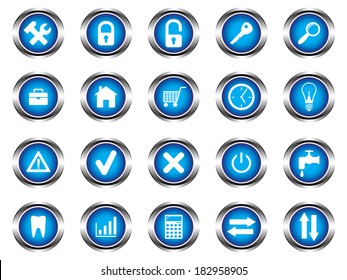 Blue buttons on white background