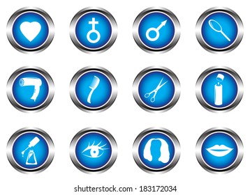 Blue buttons on white background