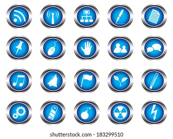 Blue buttons on white background