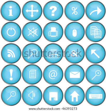 Blue buttons with pc symbols