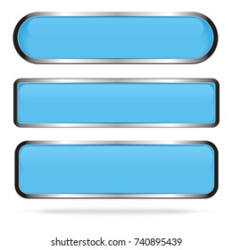 Blue buttons set isolated on a white background