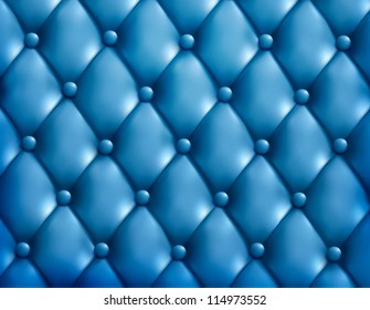 Blue button-tufted leather background. Vector illustration.