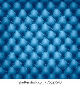 Blue button-tufted leather background. Vector illustration.