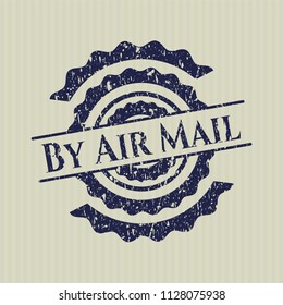 Blue By Air Mail distress rubber stamp with grunge texture