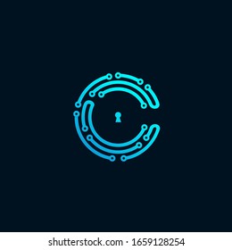 Blue C circuit icon design