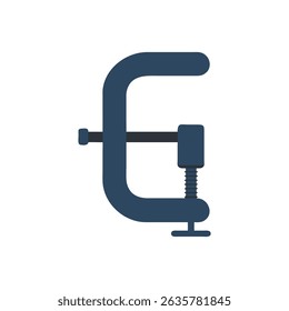 Blue c clamp illustration on a White Background flat