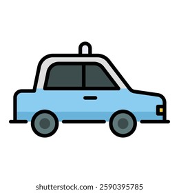 Blue cab color icon, featuring a classic taxi, representing urban transportation and cab services.