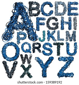 Blue Cable Alphabet Vector