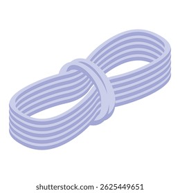 El alambre de cable azul se dobla y se ata con un nudo, aislado en el fondo blanco
