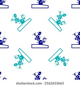 Blue Cactus icon isolated seamless pattern on white background.  Vector