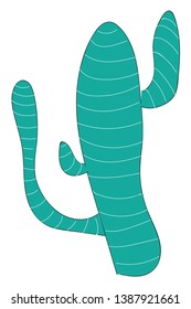 Blue cactus with three branches illustration vector on white background