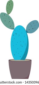 Blue Cactus Vector Artwork Simplified