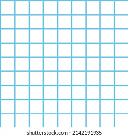 Blue cage on white background, seamless pattern, geometric pattern of school notebook, line print isolated