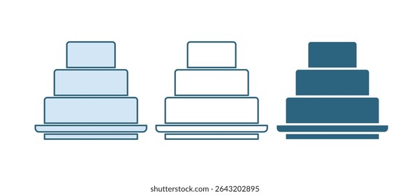 Blue Cake icon isolated on white background. Happy Birthday.  Vector
