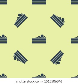 Blue Cake icon isolated seamless pattern on yellow background. Happy Birthday.  Vector Illustration