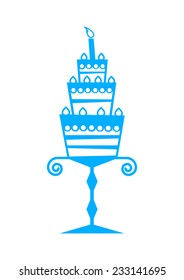 Blue cake icon on white background  