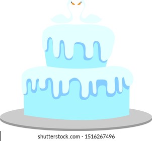 Blue cake, illustration, vector on white background.
