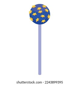 Blue cake pop icon isometric vector. Sugar sweet. Celebration candy