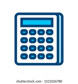 blue calculator black icon in flat style isolated. Vector Symbol illustration.