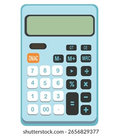 Calculadora azul con diseño limpio, dígitos en negrita y funciones simples.