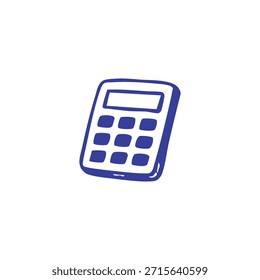 Un ícono azul de la calculadora con Botones y una pantalla, sobre un fondo blanco