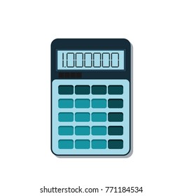 Blue calculator icon. Flat design.