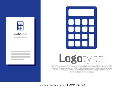 Blue Calculator icon isolated on white background. Accounting symbol. Business calculations mathematics education and finance. Logo design template element. Vector Illustration